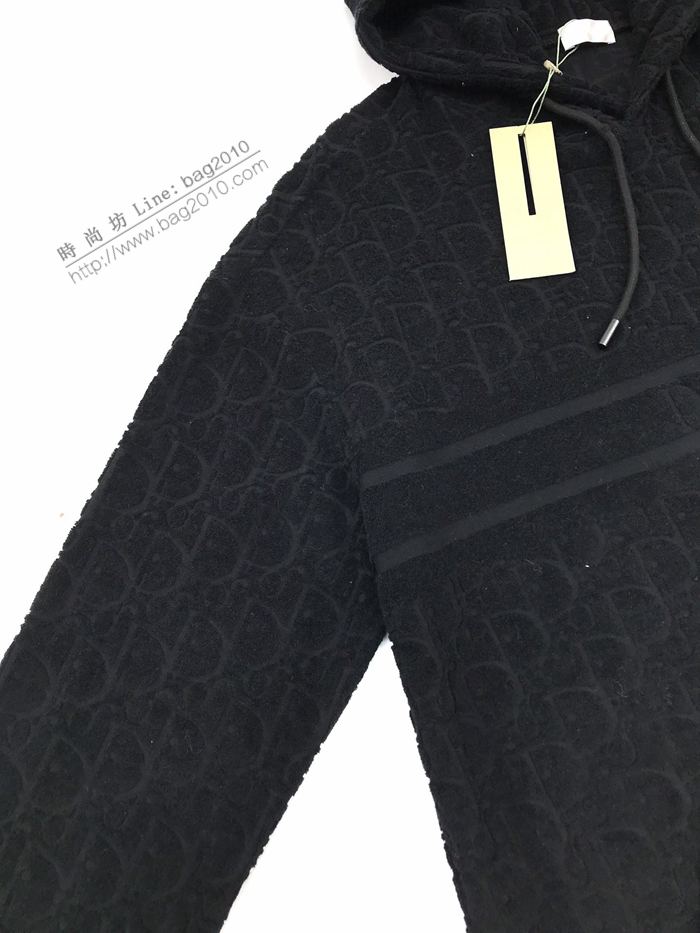 Dior男裝 迪奧秋冬新款毛巾暗紋提花logo連帽衛衣 男女同款  ydi3085